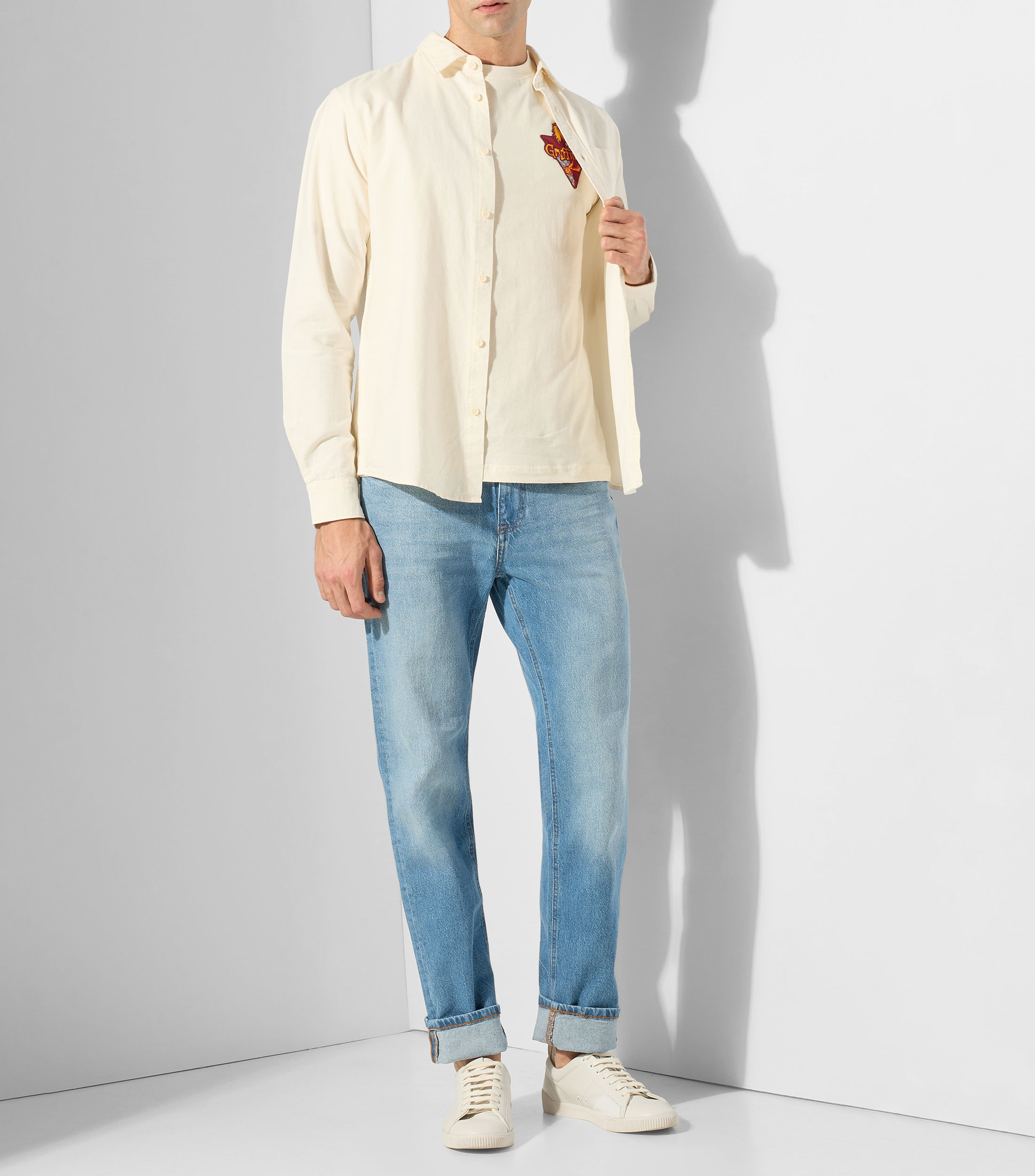 Camisa lisa con manga larga Hombre